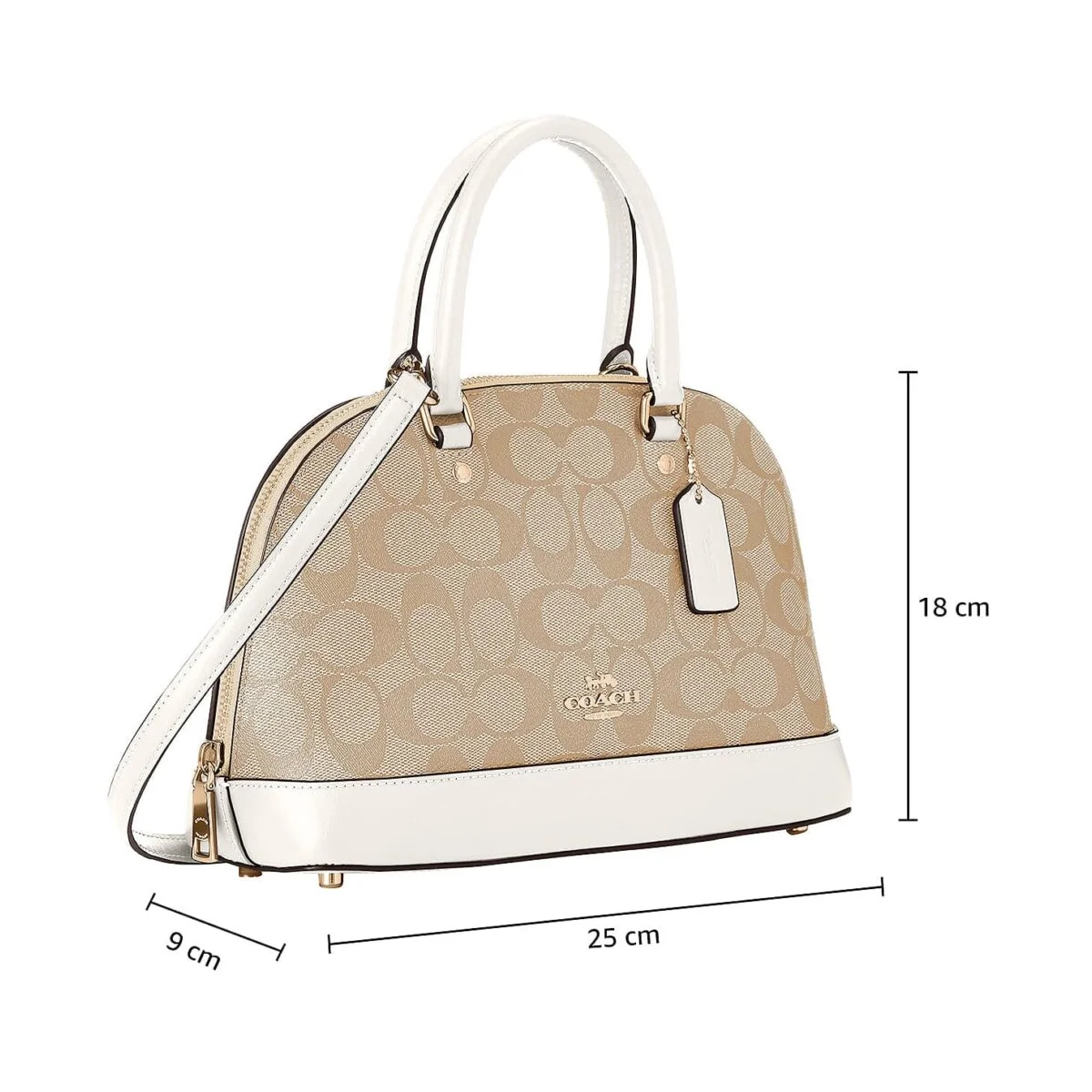 حقيبة كروس بودي نسائية من COACH (لون كاكي فاتح وطباشيري) - طراز f27583 imdqc
