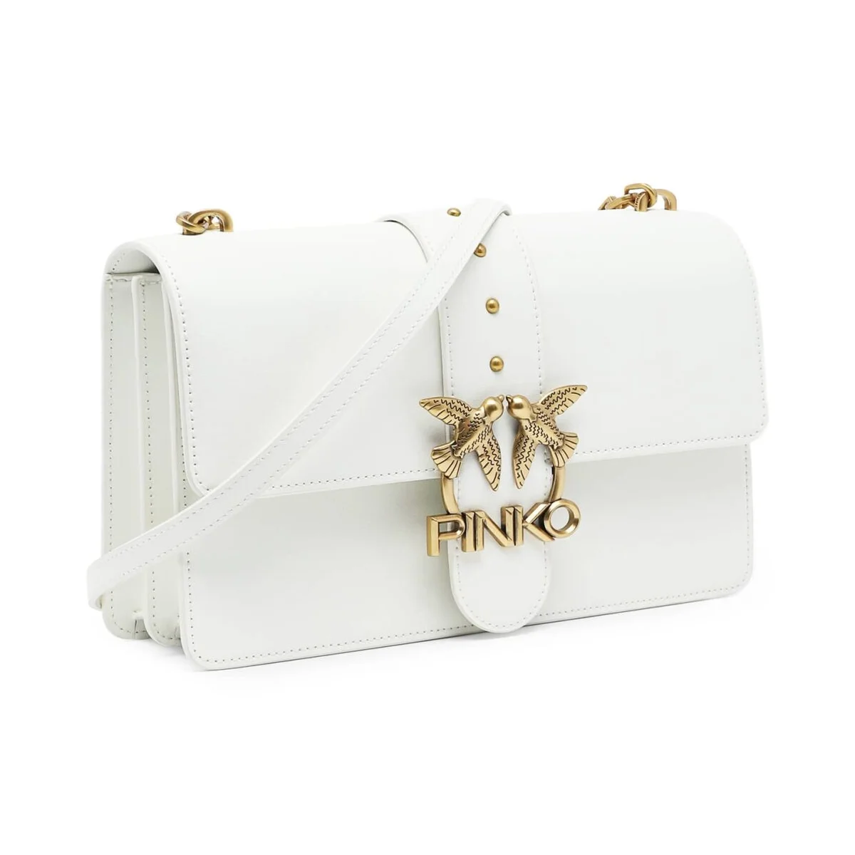 حقيبة كتف نسائية من "بينكو" (Pinko) باللون الأبيض - طراز Cross Body (تُحمل عبر الجسم) - موديل 1P228G Y6Xt