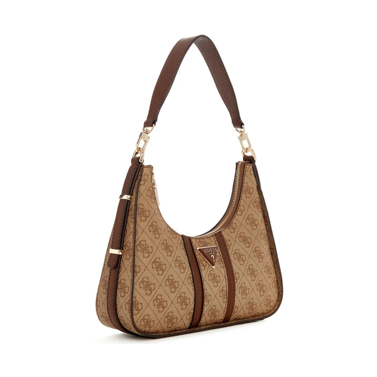 حقيبة كتف نسائية من Guess (موديل Latte Logo) - ألوان بني وبني فاتح - Hwsg9000180 Lgw