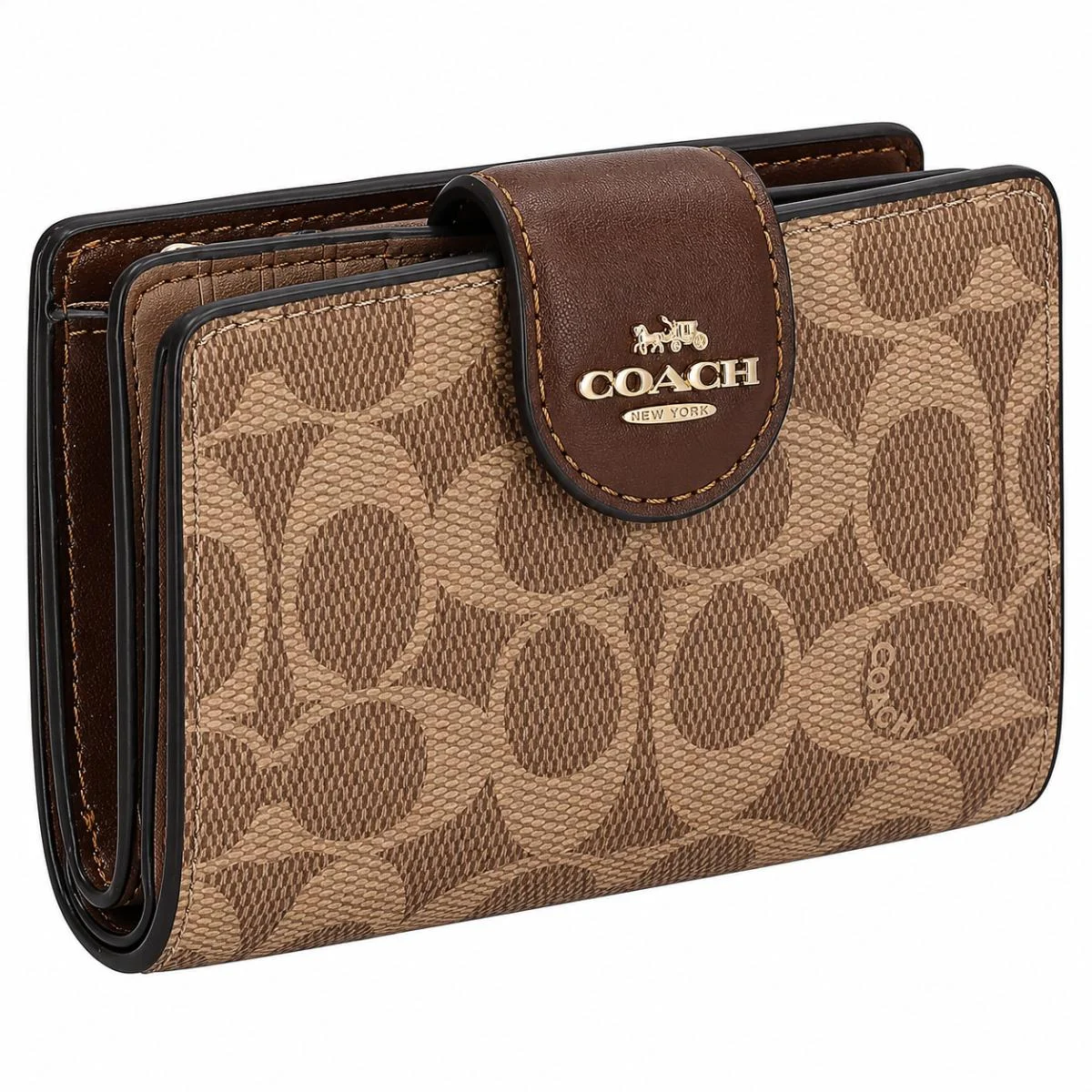 محفظة COACH النسائية متوسطة الحجم بسحاب جانبي ونقشة Signature Canvas (طراز CW786)