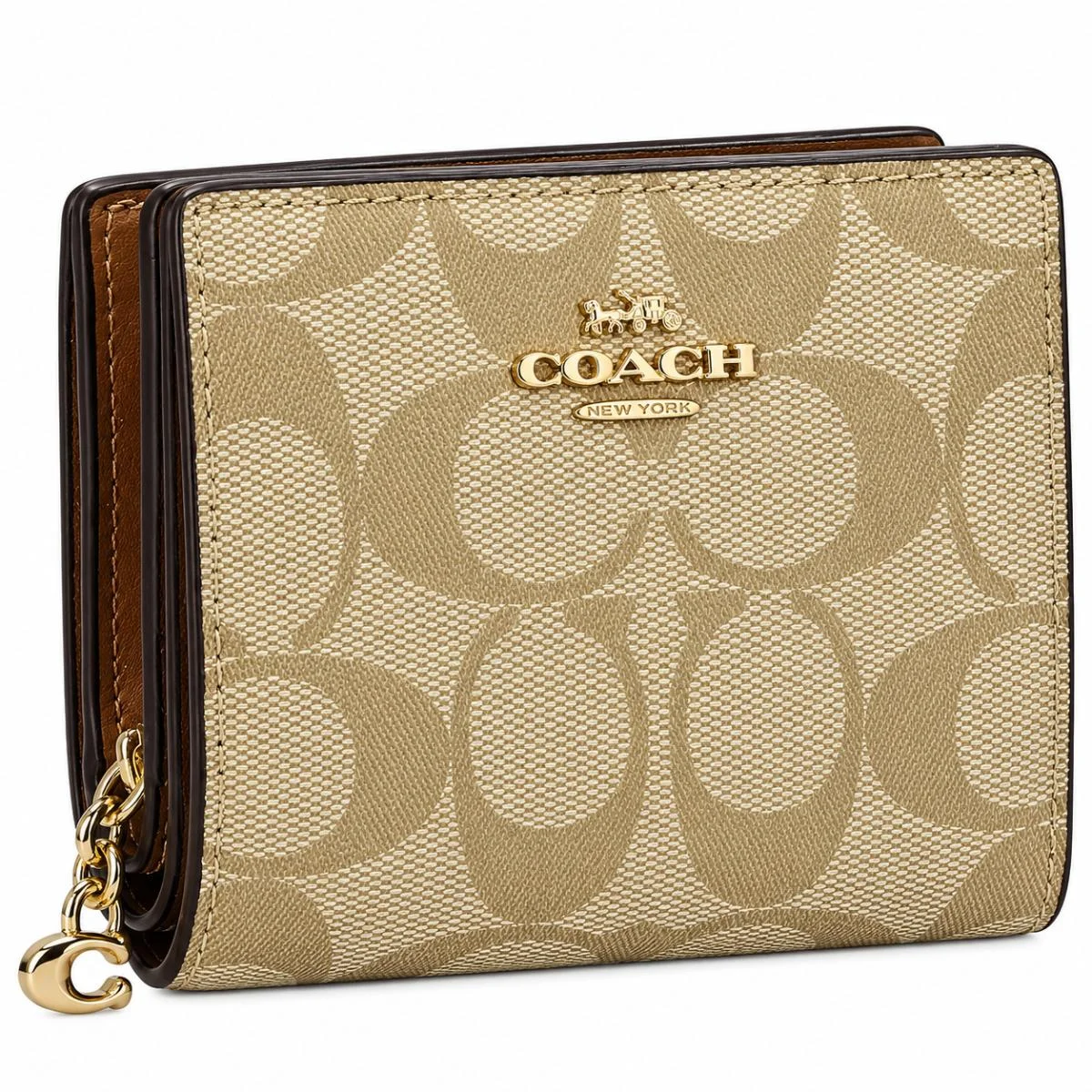 محفظة COACH النسائية بنقشة العلامة التجارية وإغلاق كبس C3309 IMS5U