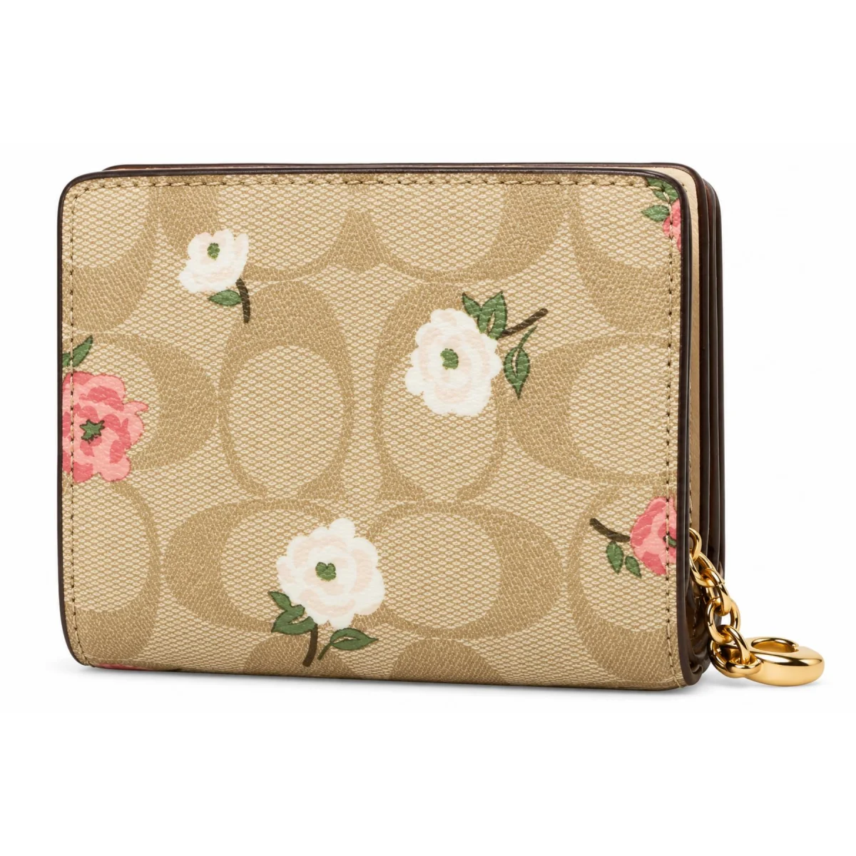 محفظة نسائية من COACH بقفل كبس، مصنوعة من قماش "سيغنتشر" (Signature) المزين بنقشة زهور - طراز CR969-IMOTV