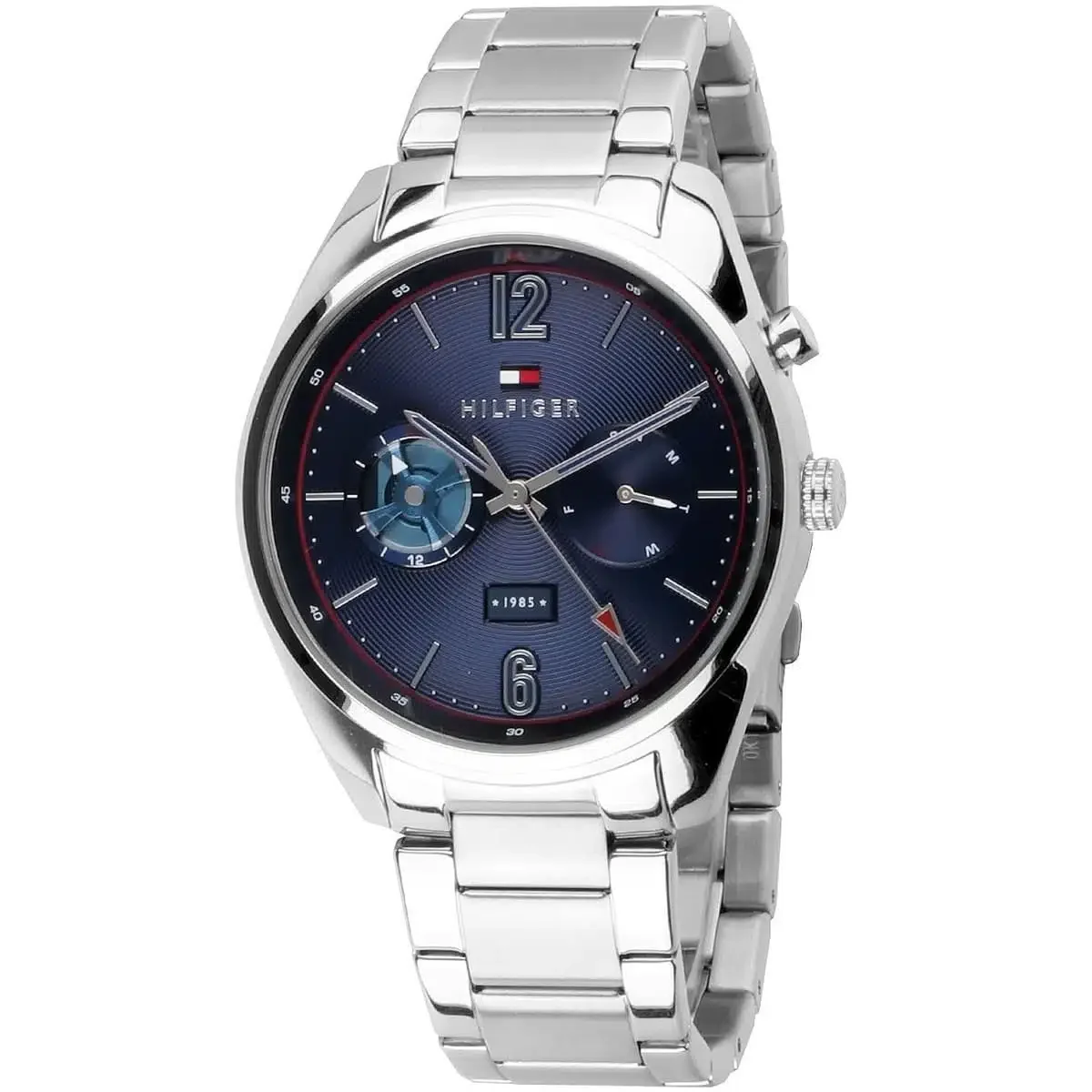 ساعة تومي هيلفيغر الكلاسيكية للرجال 1791551 – ميناء أزرق، سوار فضي