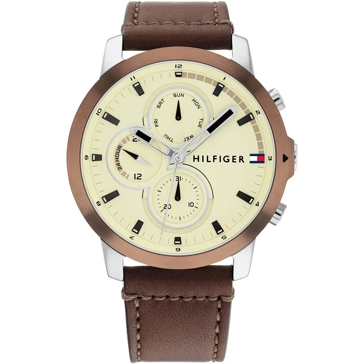 Tommy Hilfiger Classic Men’s Watch 1792053– Beige Dial, Brown Strap