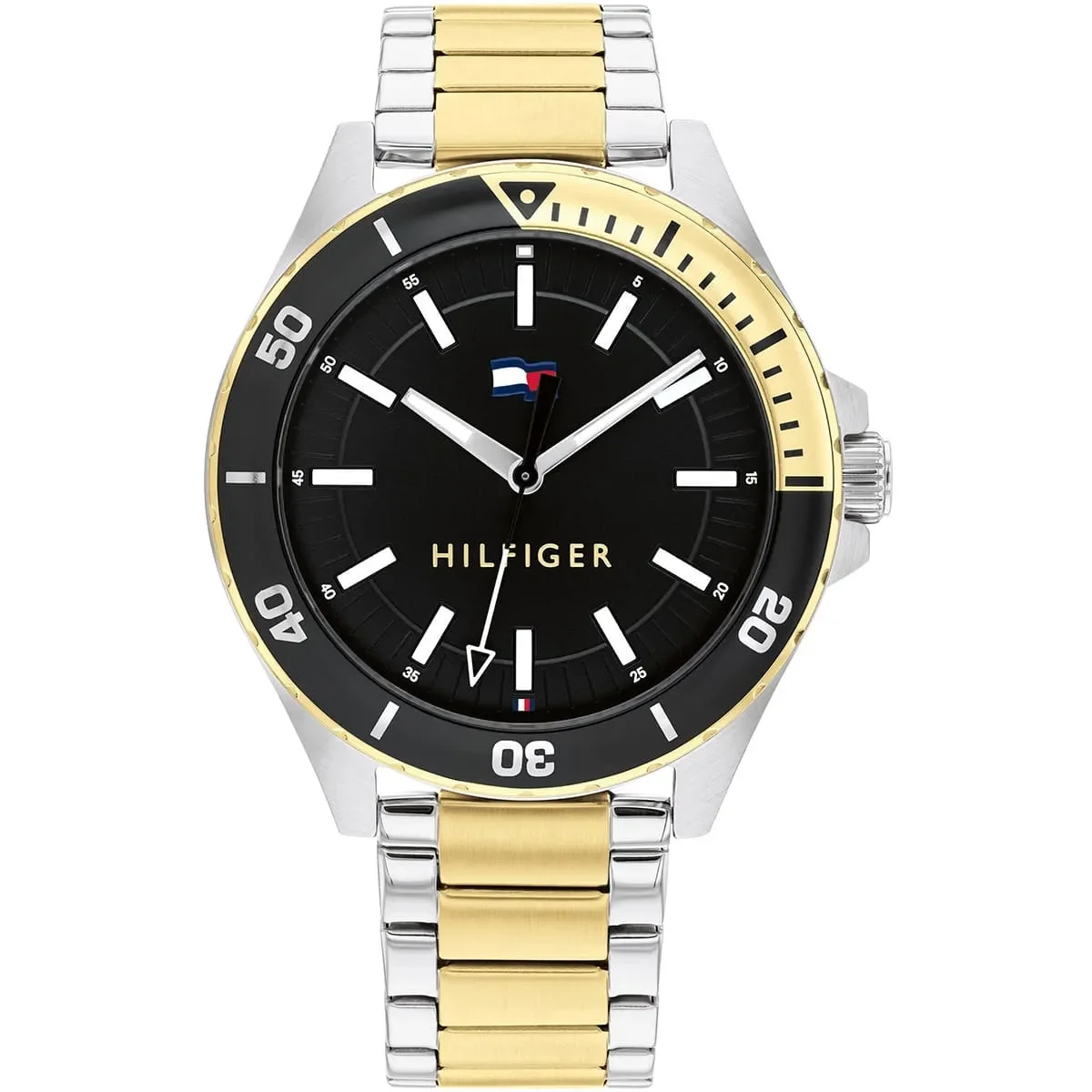 Tommy Hilfiger Classic Men’s Watch 1792013– Black Dial, Silver and Gold Strap
