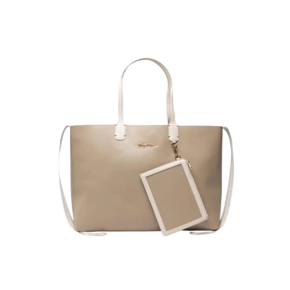 Tommy Hilfiger Women’s Beige Tote Bag with Detachable Pouch AW0AW16441