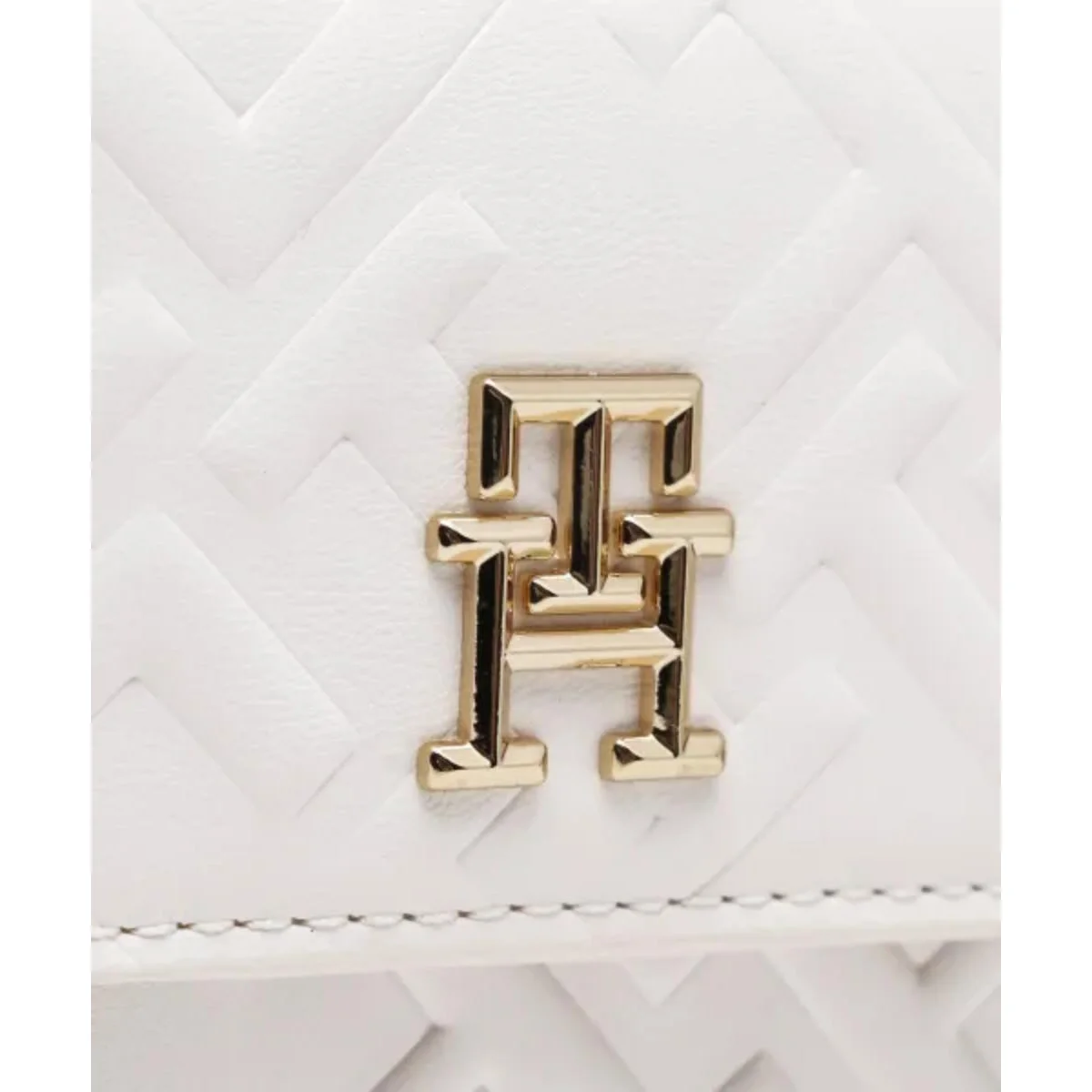 Tommy Hilfiger Monogram Embossed White Crossbody Camera Bag