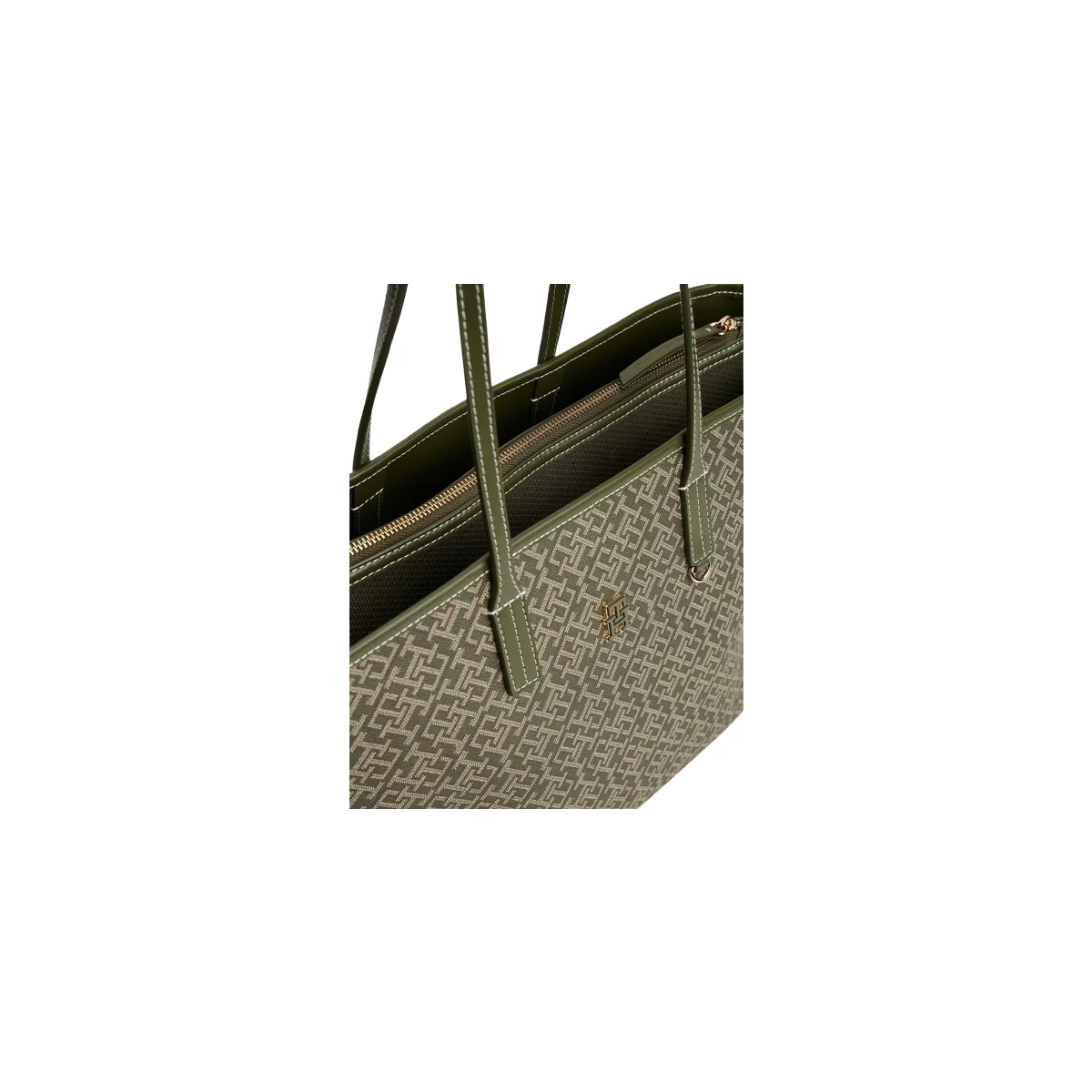 Tommy Hilfiger TH Monogram Olive Green Tote Bag AW0AW17696-DW6