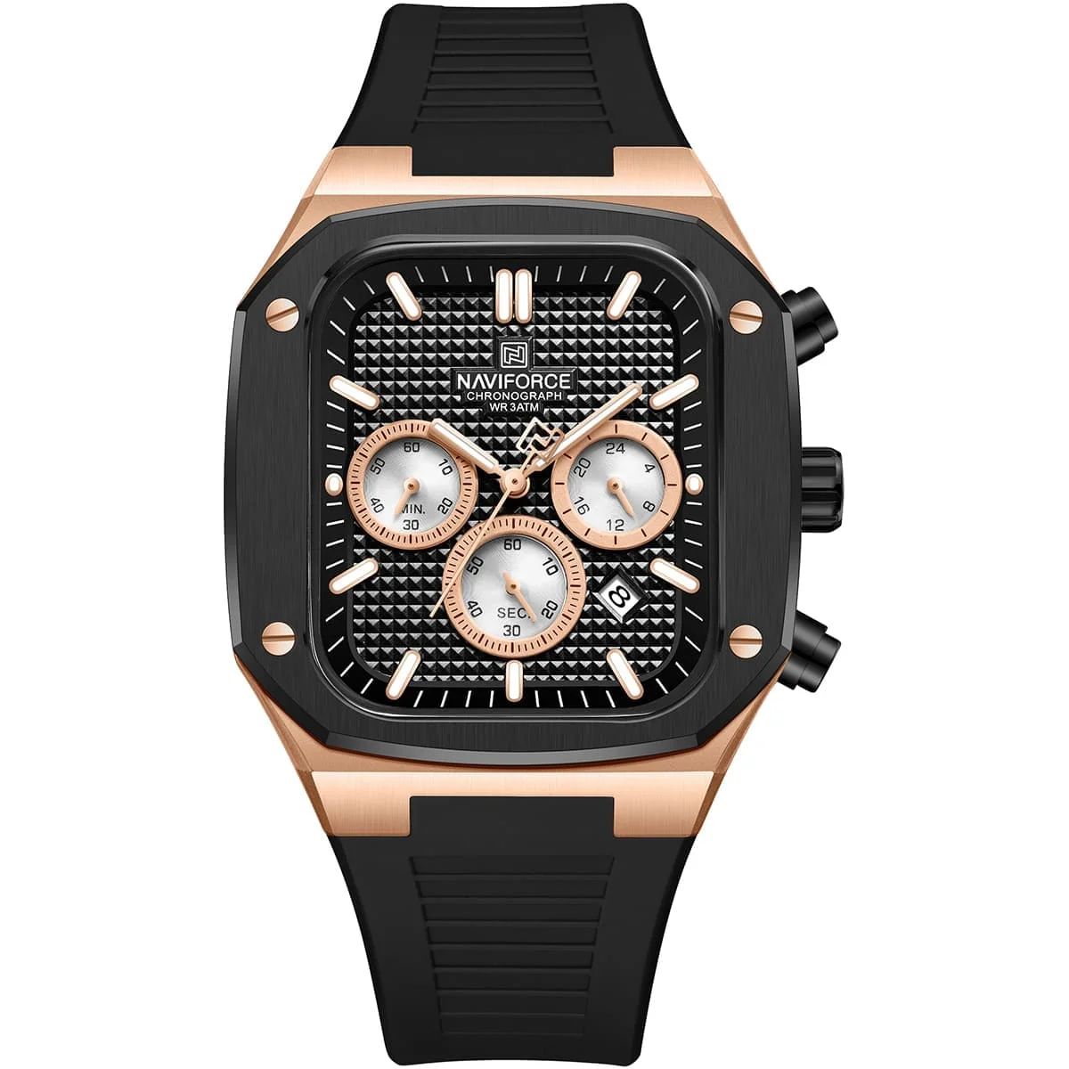 Naviforce Chronograph Trendy Rubber Strap Men's Watch NF8037-RG-B-B