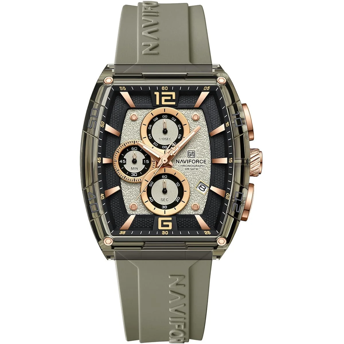 Naviforce Chronograph Trendy Rubber Strap Men's Watch NF6101-GY-Y-GY