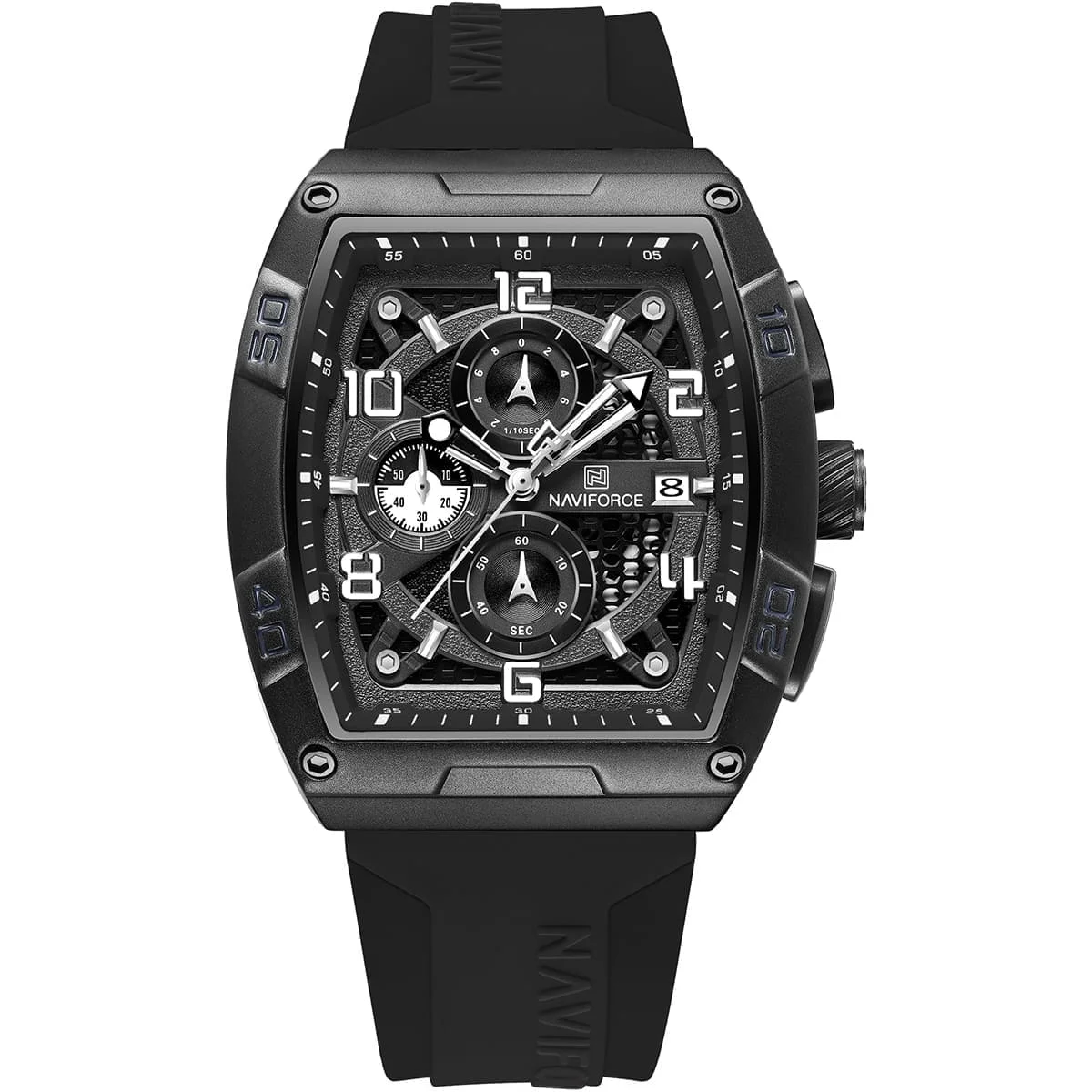 Naviforce Chronograph Trendy Rubber Strap Men's Watch NF8052-B-W-B