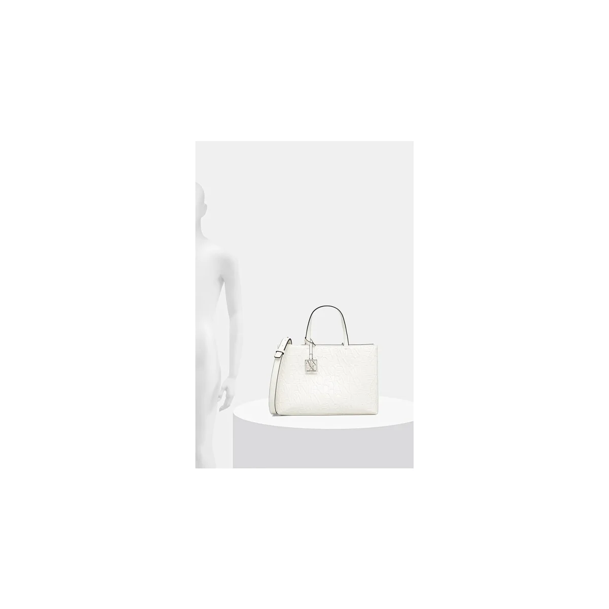Armani Exchange Embossed Logo Off White Tote Bag XW001576AF15774