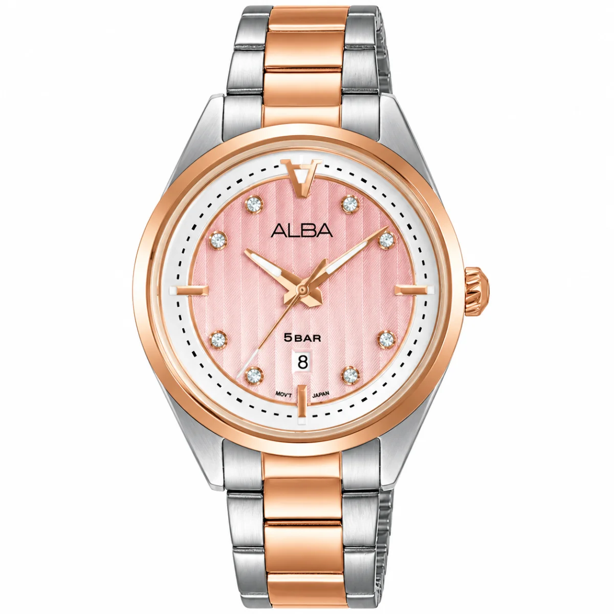 Alba Flagship Signa Women's Pink White Dial Stainless Steel Watch AH7AX8X1