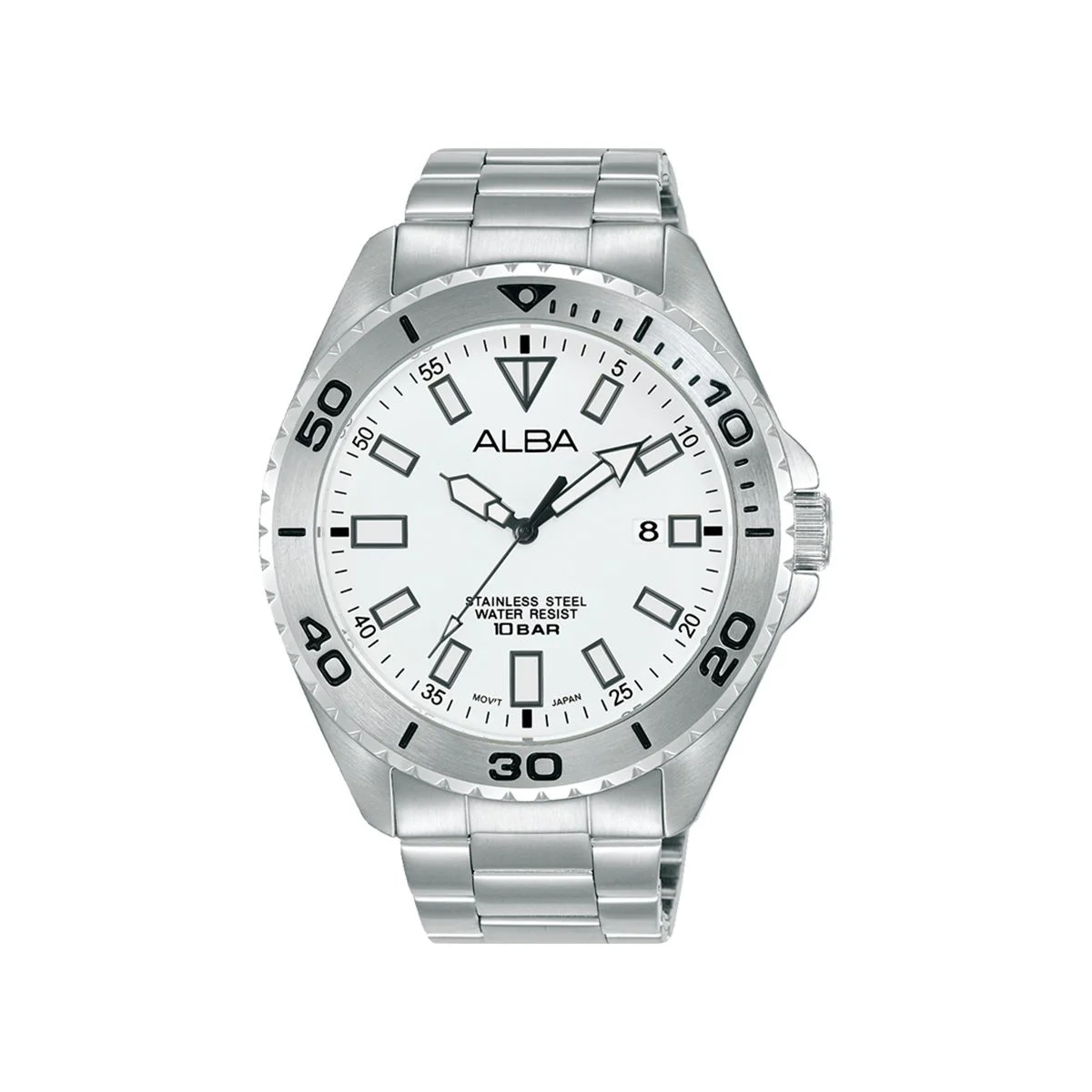 Alba Active Men's Silver White Dial Stainless Steel Watch AS9Q45X1