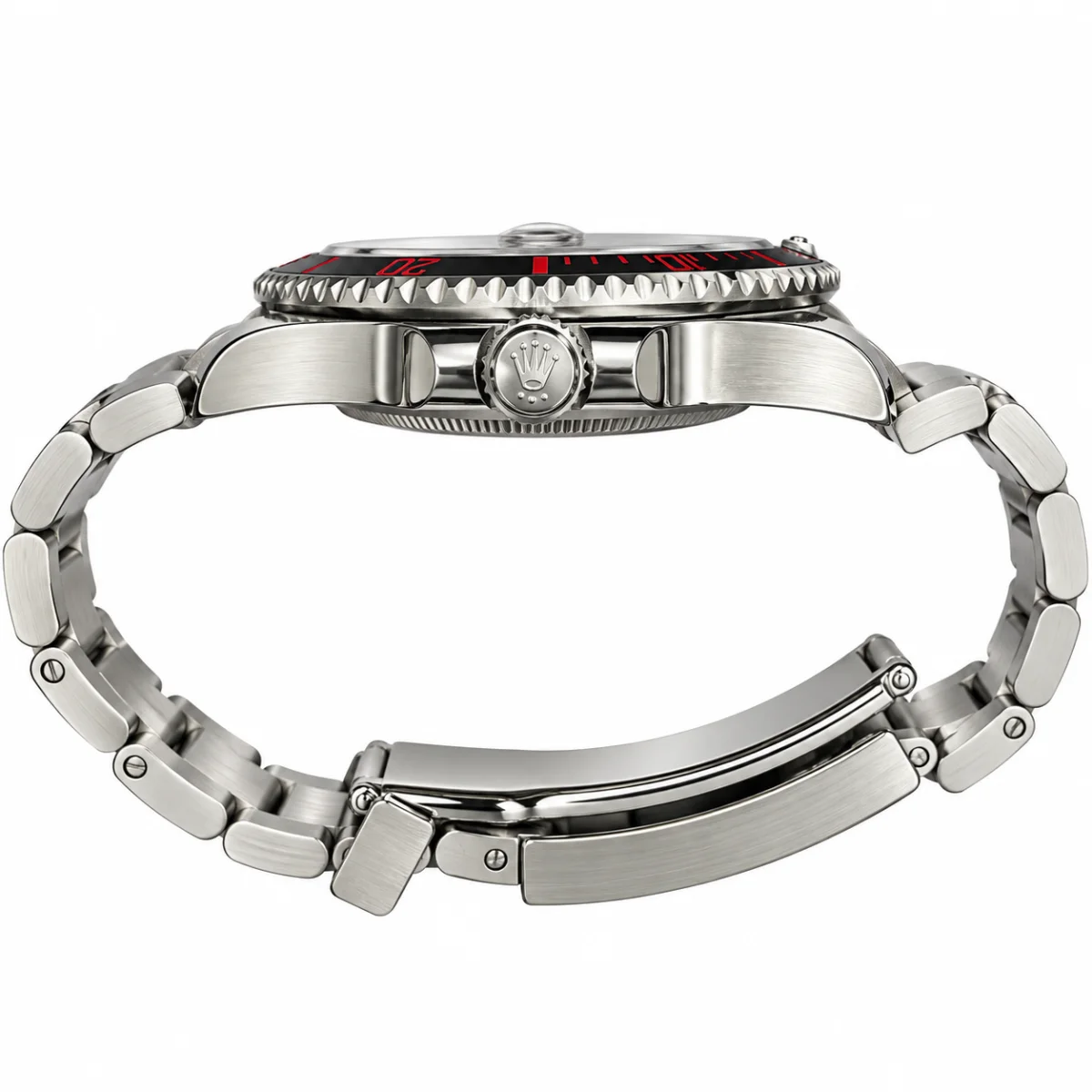 Rolex Submariner Bamford Style Men's Watch Black Dial Red Details Silver Stainless Steel Bracelet - image 3