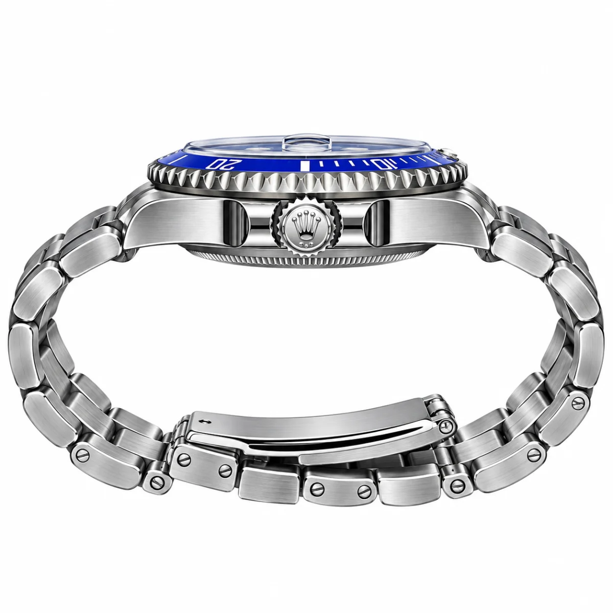 Rolex Submariner Style Men's Watch Blue Dial Silver Stainless Steel Bracelet - image 2