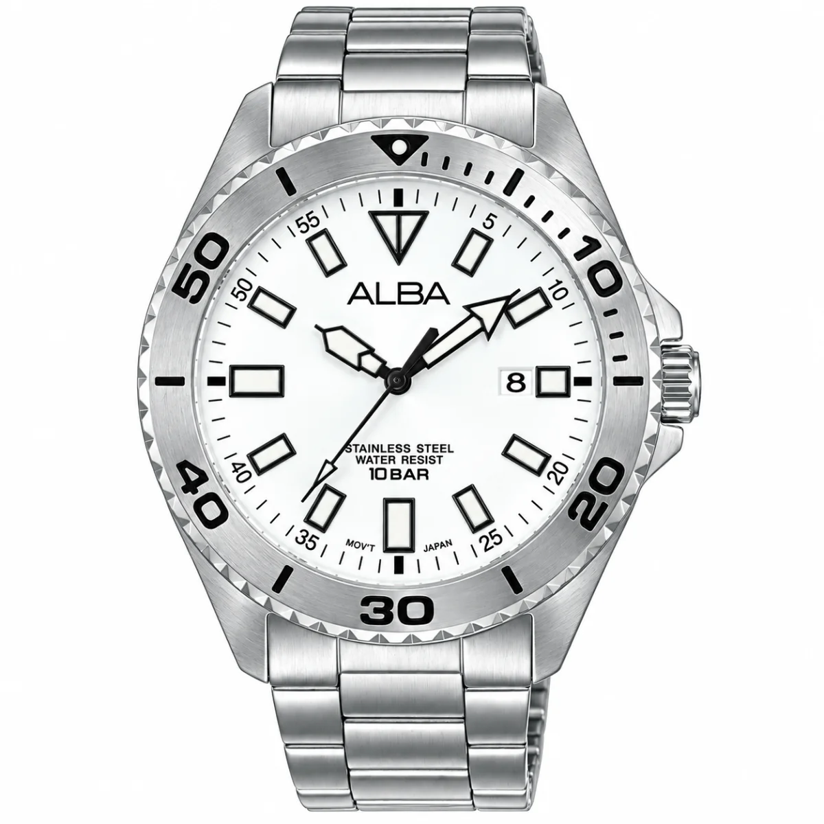 Alba Active Men's Silver White Dial Stainless Steel Watch AS9Q45X1