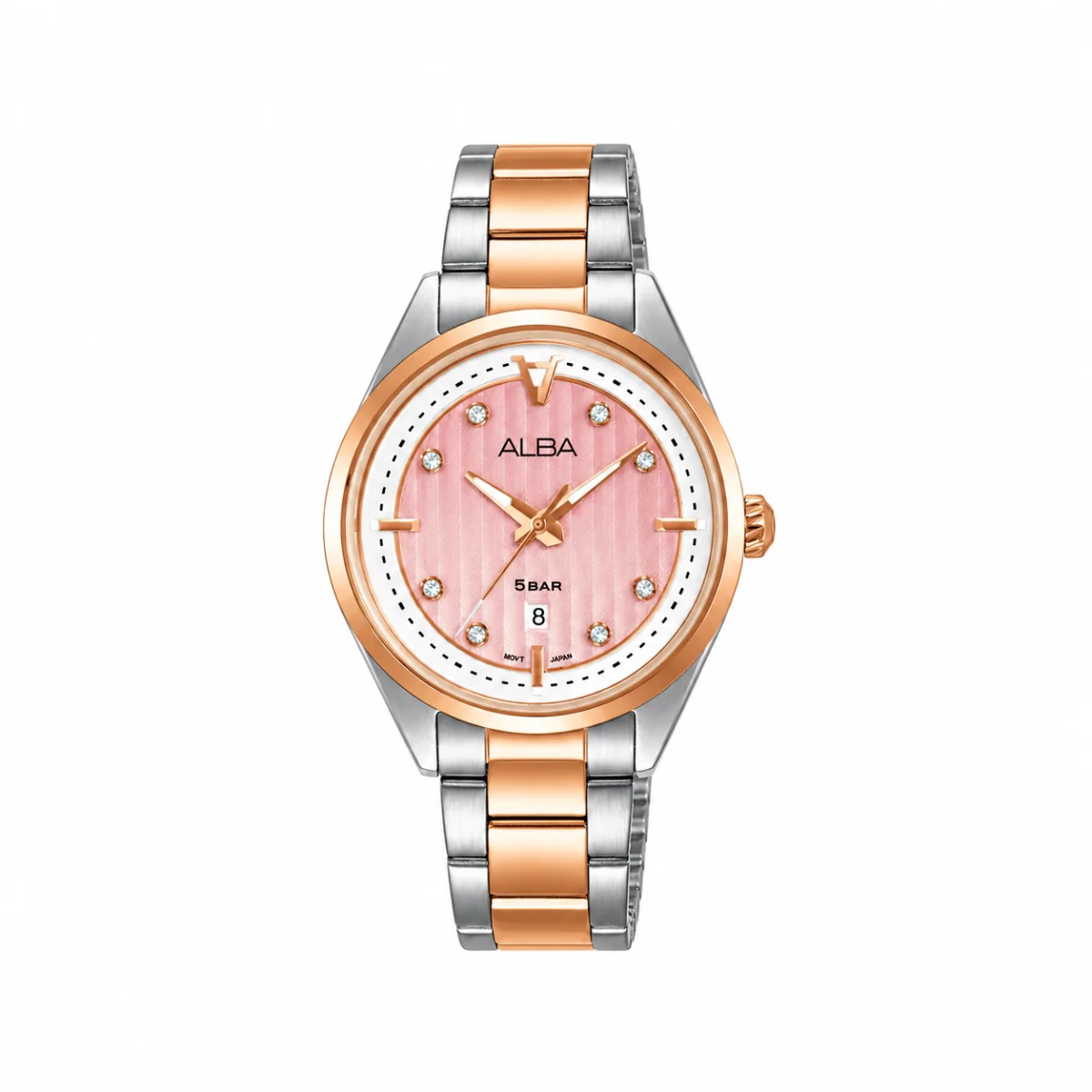 Alba Flagship Signa Women's Pink White Dial Stainless Steel Watch AH7AX8X1